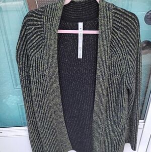 LULULEMON SZ 4 COTTON/CASHMERE SWEATER WRAP RIBBED GREEN FOLIAGE NWOT